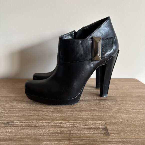 ALDO Leather Ankle Booties Womens Size 38 Mirrored High Heel Vintage Y2K - Picture 3 of 8